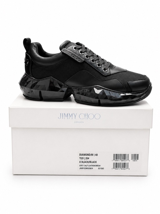 Jimmy Choo Other - Jimmy Choo Black Faceted-Sole Mesh & Leather Sneaker‎